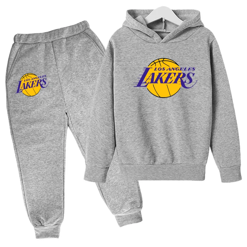 Los Angeles Basketball LOGO Popular Teams Clothes Cartoon Hoodi Childrens Clothing Boys Hoodie Pants 2pcs Sets Girls Kids child | Мать и