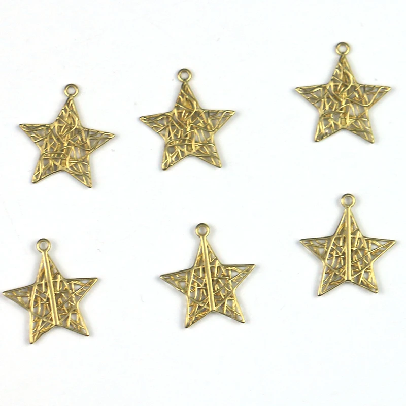 

10 штук художественные полые одиночные подвески, латунные пятиконечные звезды, серьги, подвески, ювелирные изделия, используются для изготовления самодельных сережек и ожерелий