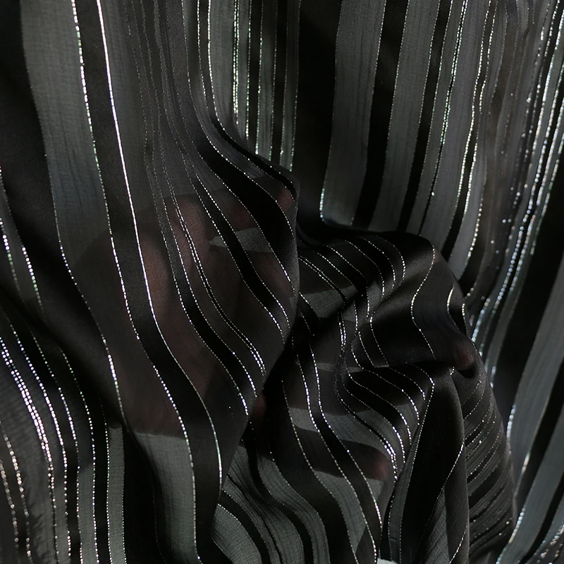 50 см * 140 черная жаккардовая пряжа шелковая жоржет ткань Швейные платья для женщин
