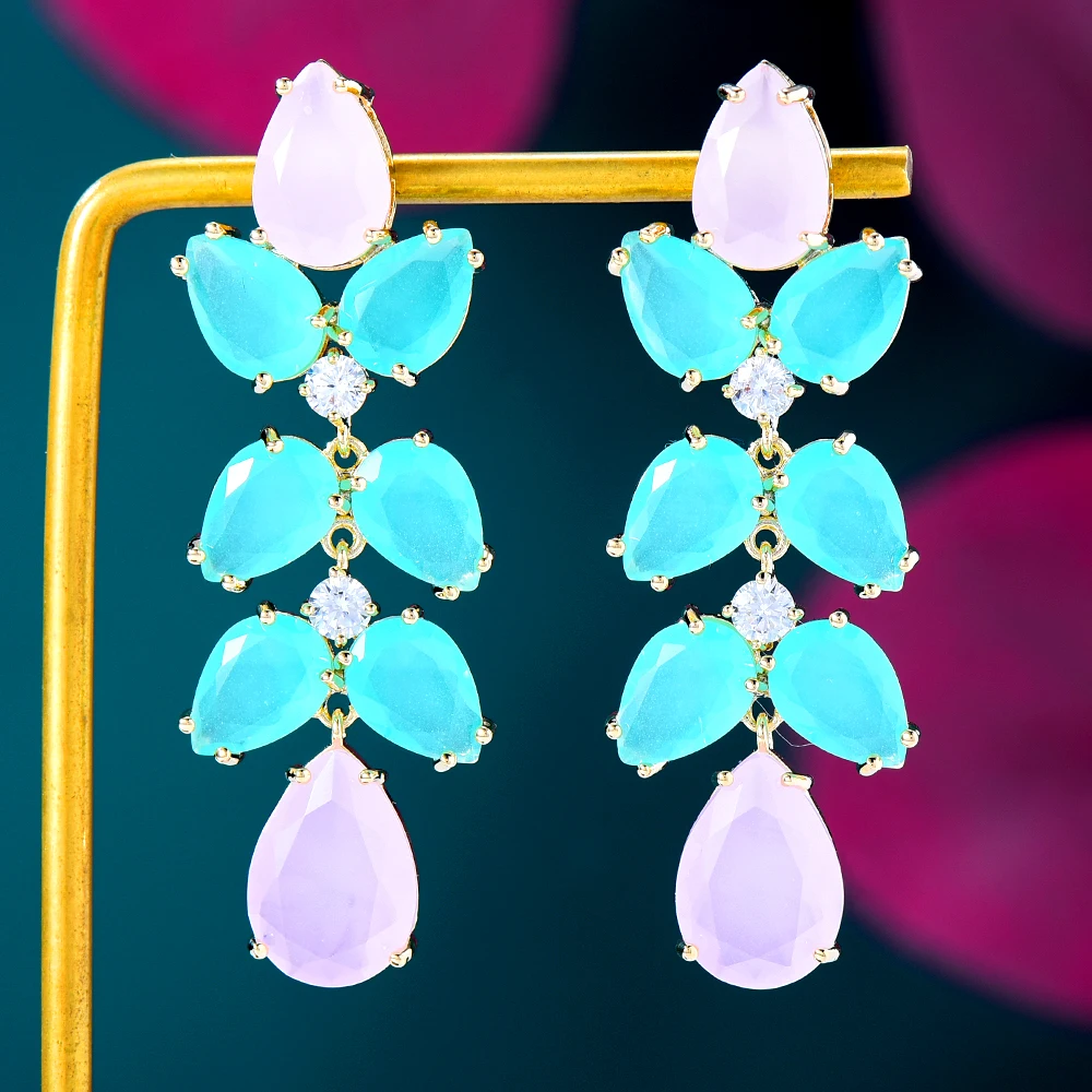 

Missvikki Charms Luxury Clear CZ Pendant Earrings Full Mirco Paved Crystal Zircon Dubai Wedding Drop Earring Fashion Jewelry