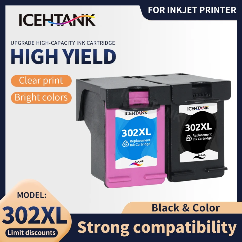 

Icehtank 302XL Compatible Ink Cartridge For HP 302 For HP302 Deskjet 2130 1110 1111 1112 2131 2132 3630 Officejet 4510 4520