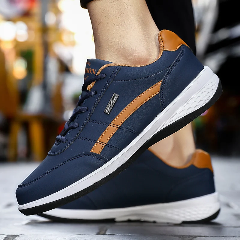 

Mens Trending Fashion Sport Shoes Casual PU Leather Sneakers for Walking&Jogging Travel Flat Shoes