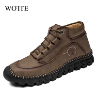 leather casual shoes men boots handmade top quality platform boots outdoor autumn and winter driving shoes men big size 39 48