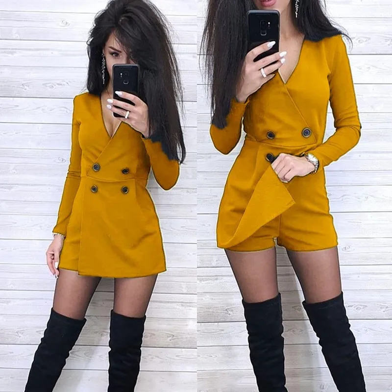 Модные женские летние комбинезоны Однотонный женский комбинезон с длинным