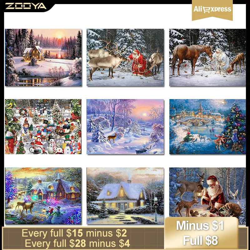 Zooya вышивка крестиком алмазная живопись полный квадратный Санта Клаус
