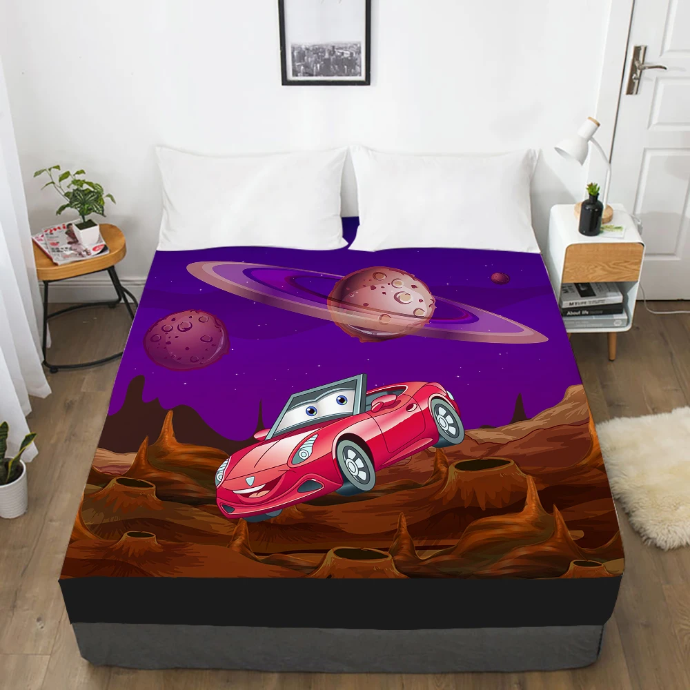 

Car Cartoon Kids Elastic fitted sheet bed sheet With An Elastic Band 150x200 Mattress Cover Bed cover for children baby brown