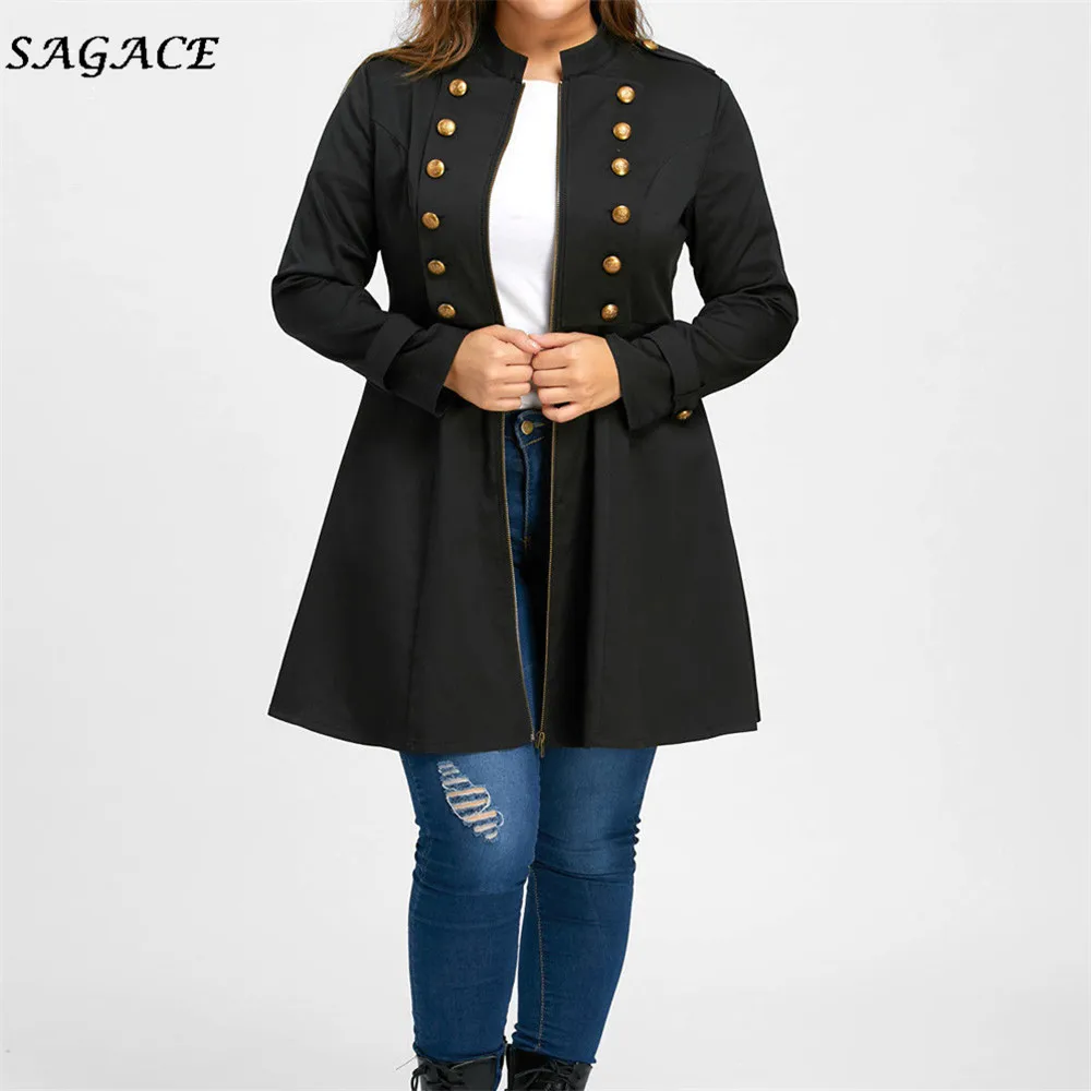 Одежда Sagace Зимний Теплый Женский Тренч с длинным рукавом модное винтажное