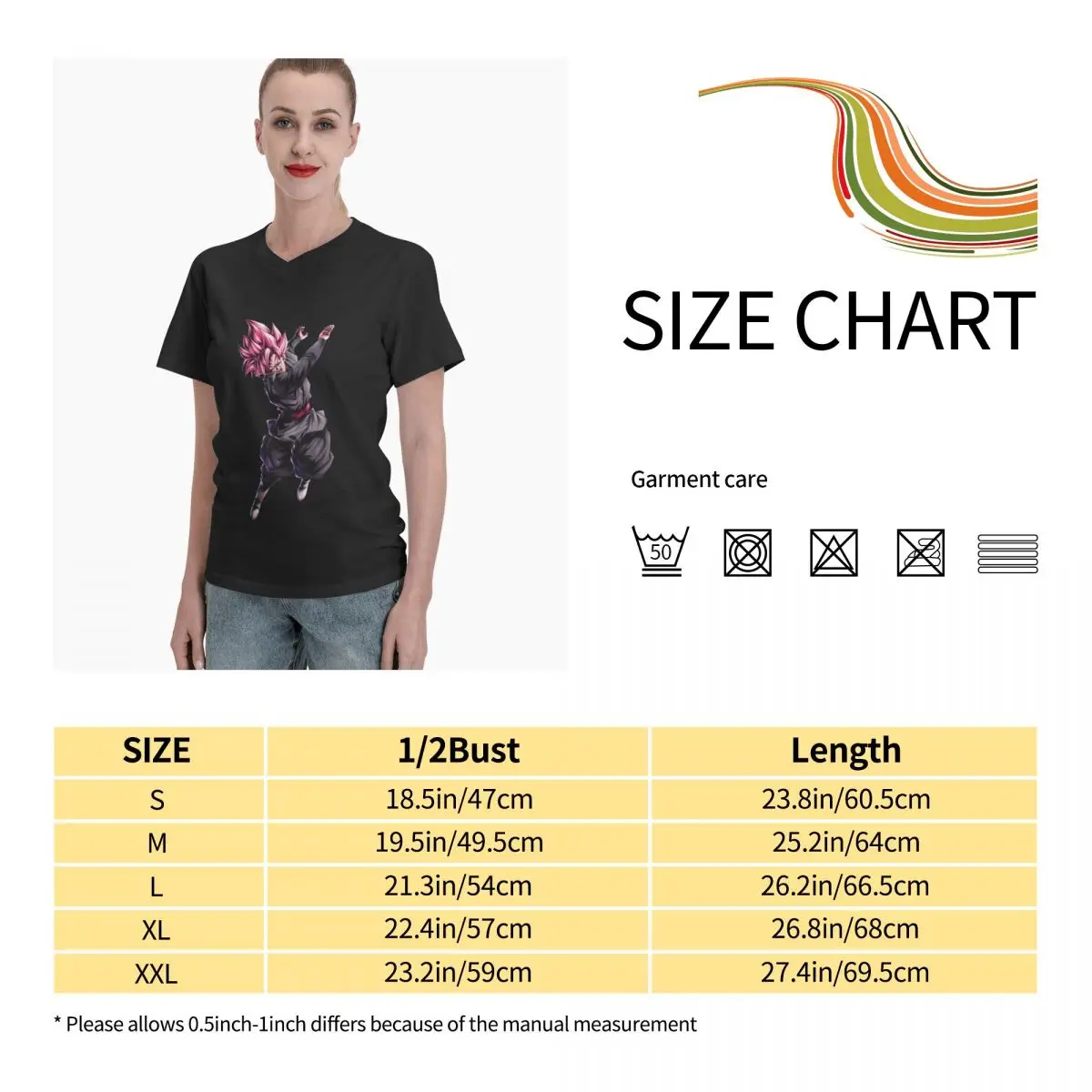 

Anime Fans Goku 19 womans tshirt Soft and comfortable V-neck T-shirt with short sleeves