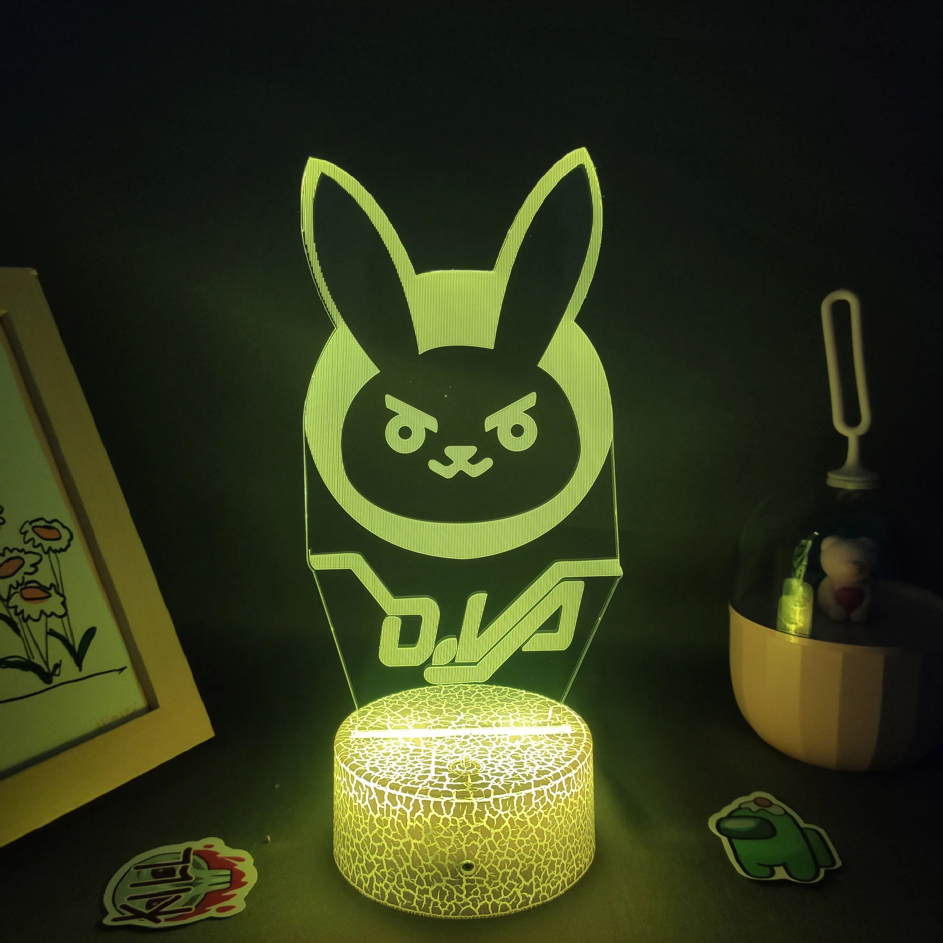 Overclock фигурка из игры OW лампа Dva 3D светодиодные неоновые RGB ночные светильники