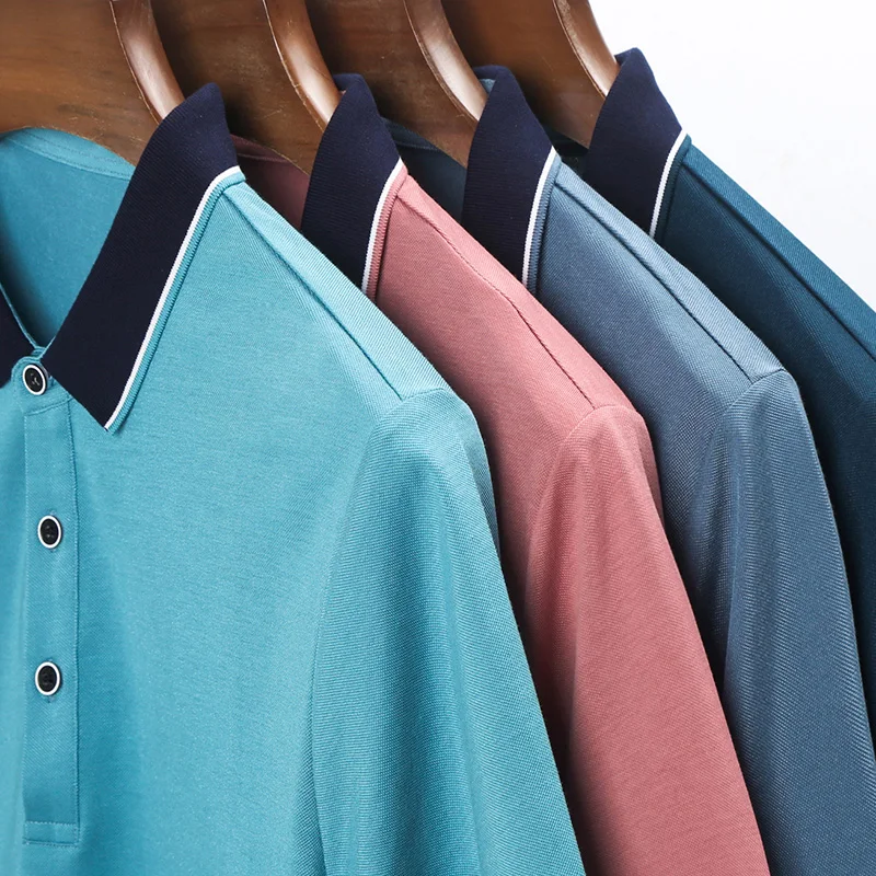 

Loldeal Polo Shirts Men Short Sleeve Solid Color Lapel Comfortable Cotton Slim Fit