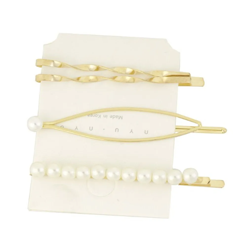 

3Pcs/Set Elegant Women Pearl Metal Hair Clips Fashion Barrette Hair Styling Accessories Tools Headdress For Sweet Girls