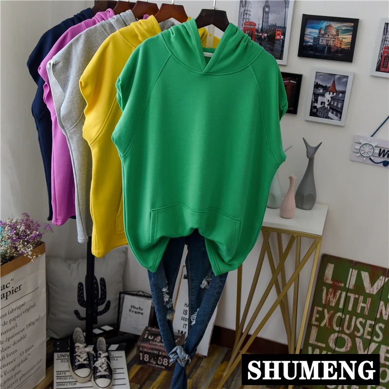 Махровый хлопковый жилет с капюшоном Женский однотонный Цвет свободные плюс