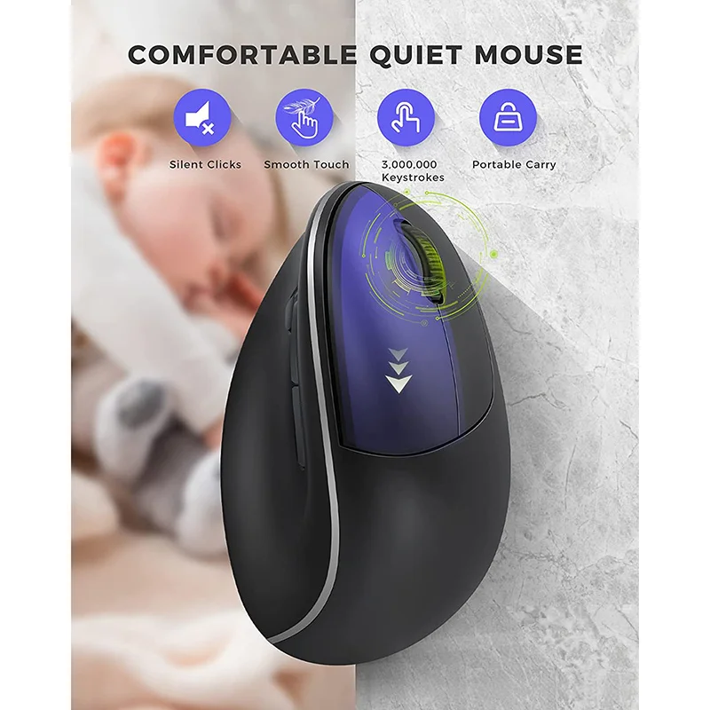 seenda bluetooth wireless mouse vertical rechargeable ergonomic mice 2 4g usb mouse for computer laptop notebook gaming mause free global shipping
