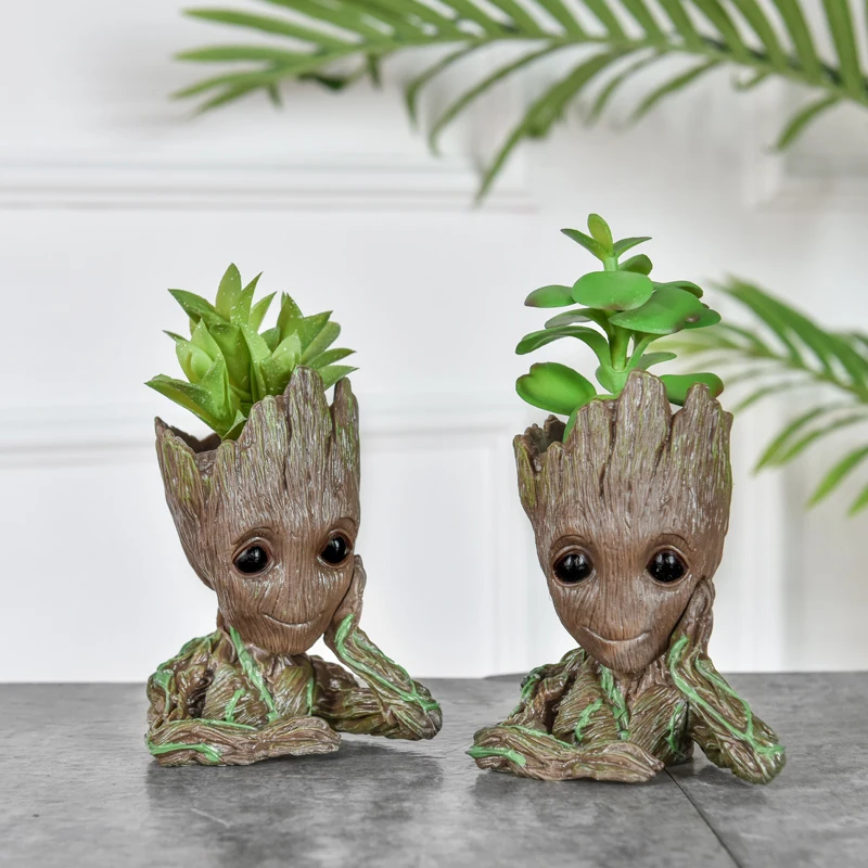 Мини цветочный горшок Groot милая игрушка искусственные горшечные цветы из смолы