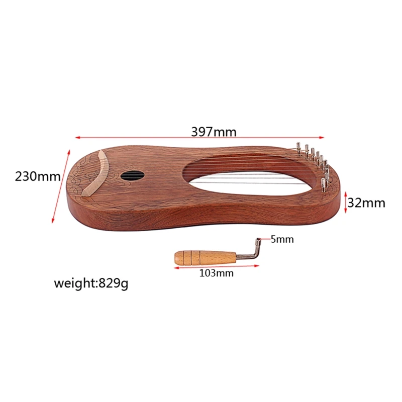 

Wooden Harp 10 String Harp Portable Small Lyre with Durable String Musical Instrument Beginner Tools Boys Girls Christmas Gift
