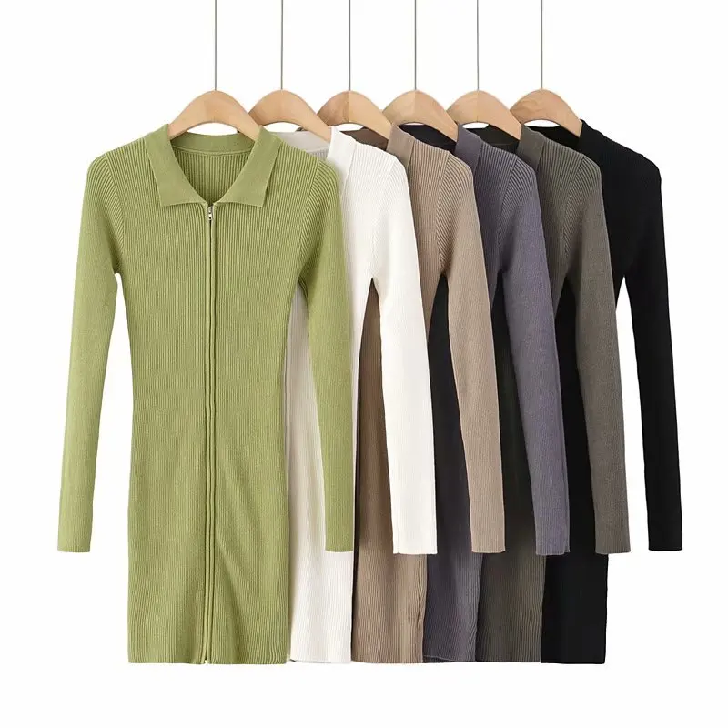 

The New 2020 Women's Lapel Slim Dress with Buttock and Women's High-Waisted Base Skirt with Zipper Decoration In Solid Color