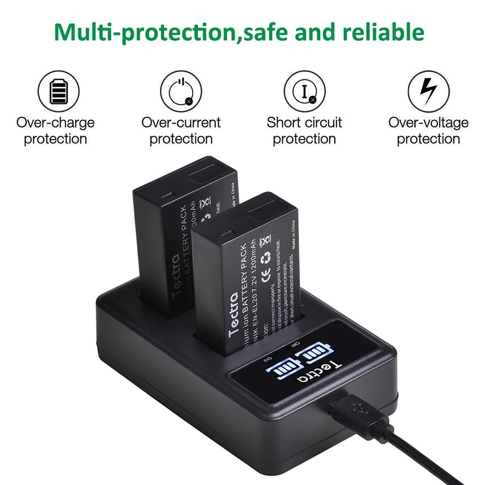 2 шт. EN-EL20 RU EL20a Батарея + светодиодный USB Зарядное устройство для цифровой камеры