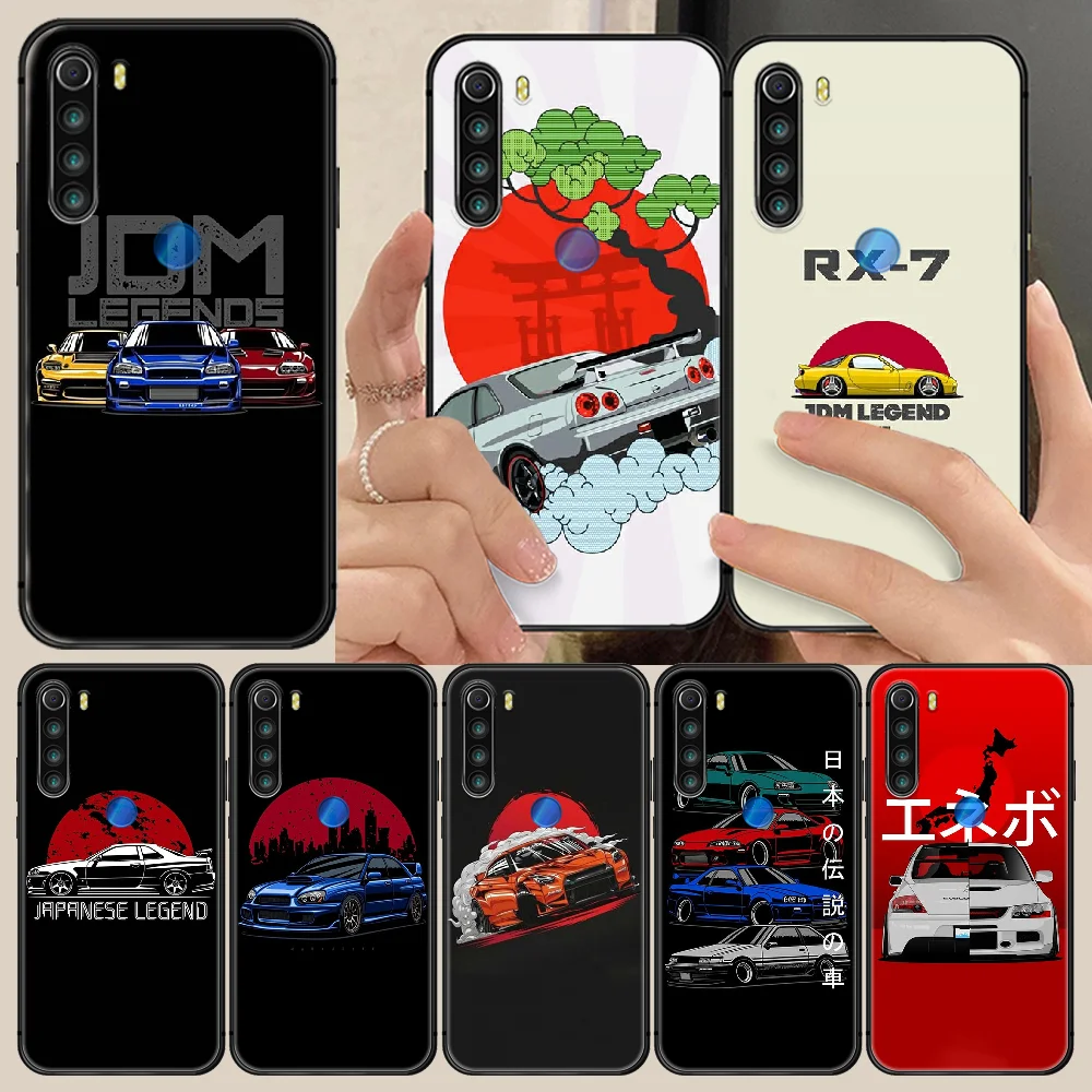 

JDM car Phone Case For XIAOMI Redmi Note 5 7 8 T 9 6A 7A 8A 9S K 20 30 Pro black Waterproof Painting Funda 3D Back Silicone