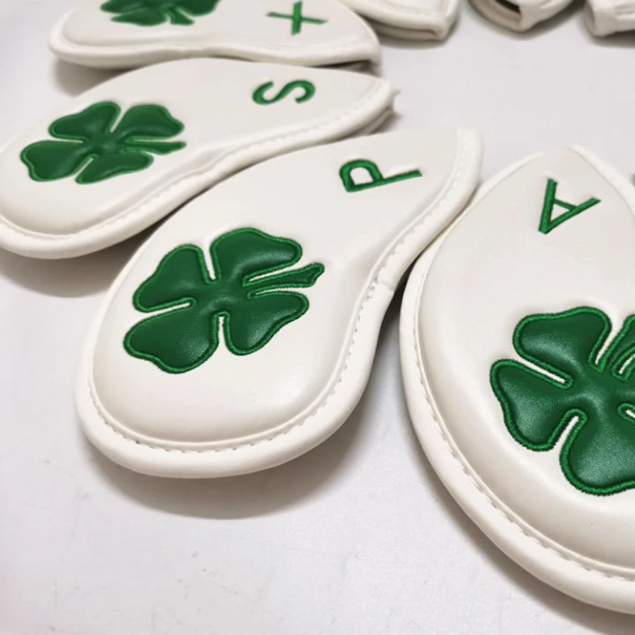 

Four Leaf Clover Golf Club Iron Cover PU Leather Golf Iron Clubs Head Cover Set 10pcs 2Colors