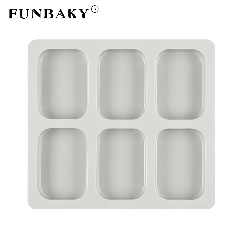 FUNBAKY 6 отверстий Большая квадратная форма силиконовые формы для мыла сделай сам