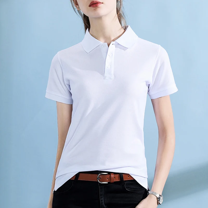 Женская приталенная рубашка поло RICHARDROGER однотонная хлопковая с английским