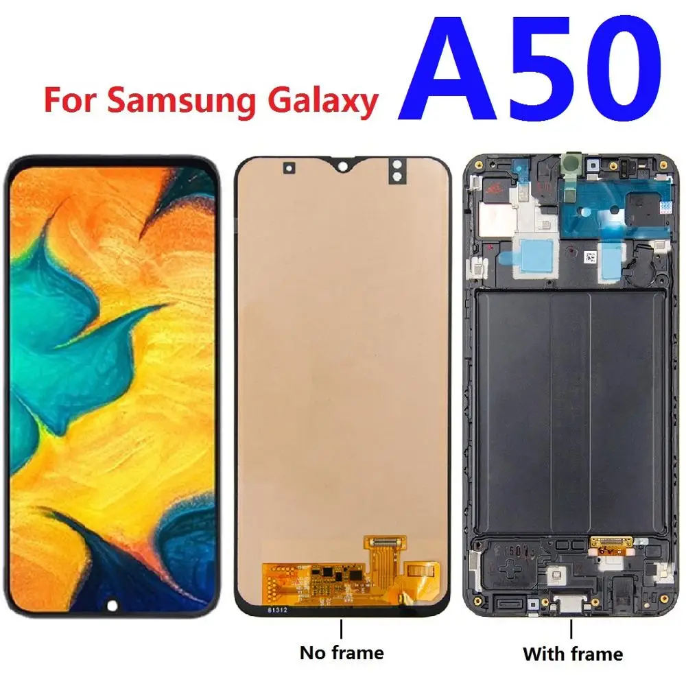 ЖК-дисплей для Samsung Galaxy A50 A505F A505F/DS A505A A505FD сенсорный экран дигитайзер в сборе рамка запасные части