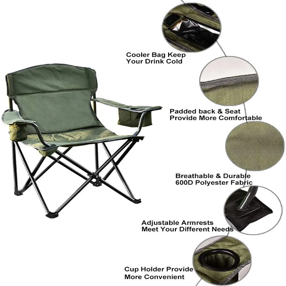 구매 쿨러 가방 접이식 캠핑 의자와 휴대용 대형 낚시 의자 스틸 프레임 축소 지원 350 파운드 순 중량 11lbs