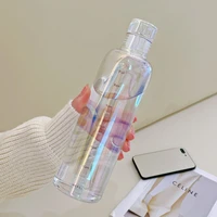 500ml glass bottle with time marker cover lid for water drinks milk juice cup korean drink bottle for girls school birthday gift