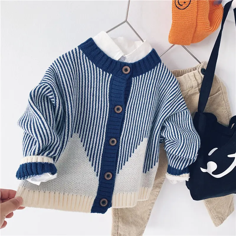 

2020 autumn spring Children Baby Kids Girl Boy Knitted Sweater Cardigan Tops Outfit Colorful Tees