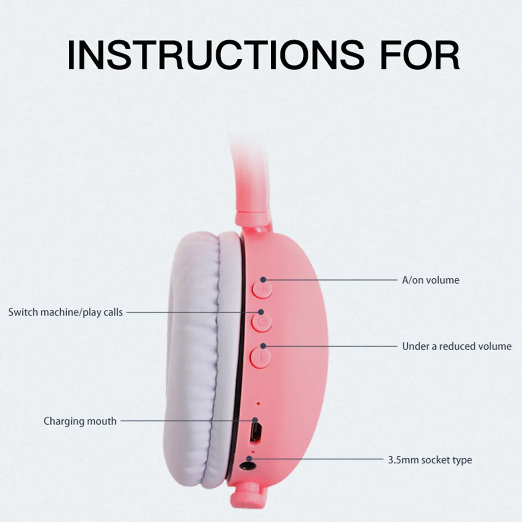 Наушники с кошачьими ушками заряжаемый светодиодный светильник складные