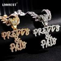 men women iced out pretty letter pendant necklace with 13mm cuban link chain necklaces women men hip hop charms jewellery gifts