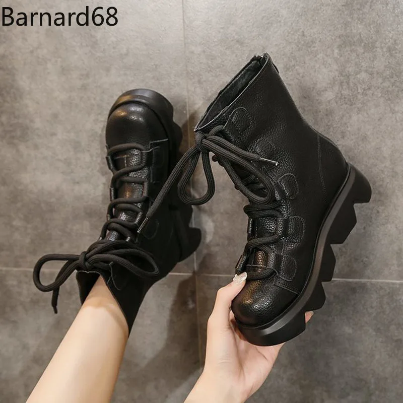 boots female women shoes 2021 new Increased lace-up platform flat  Women's winter shoes waterproof platform boots lady