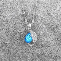 light luxury classic blue cz crystal pendant charm women silver plated gemstones pendant 2021 fashion women wedding jewelry