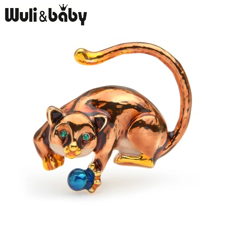 Wuli&baby, эмалированная брошь обезьяна, булавки, Лемур, животное, брошь, значок, мужские ювелирные изделия, аксессуары, подарок - Окраска металла: Brown