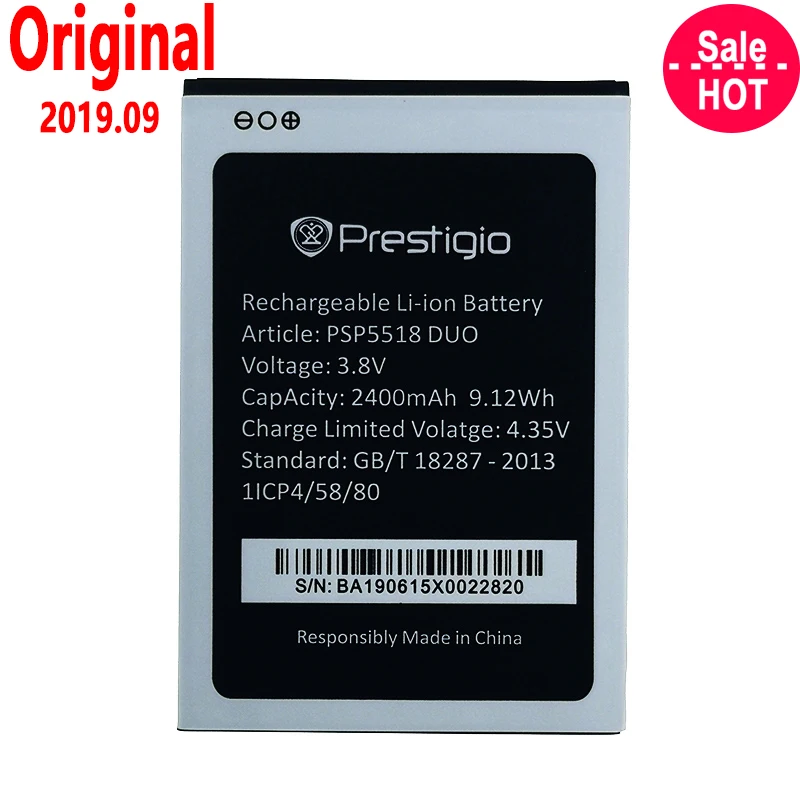 Аккумулятор 2400mAh PSP5518 DUO для телефона Prestigio Muze X5 Lte новейшее производство Высококачественная батарея+ код дорожки