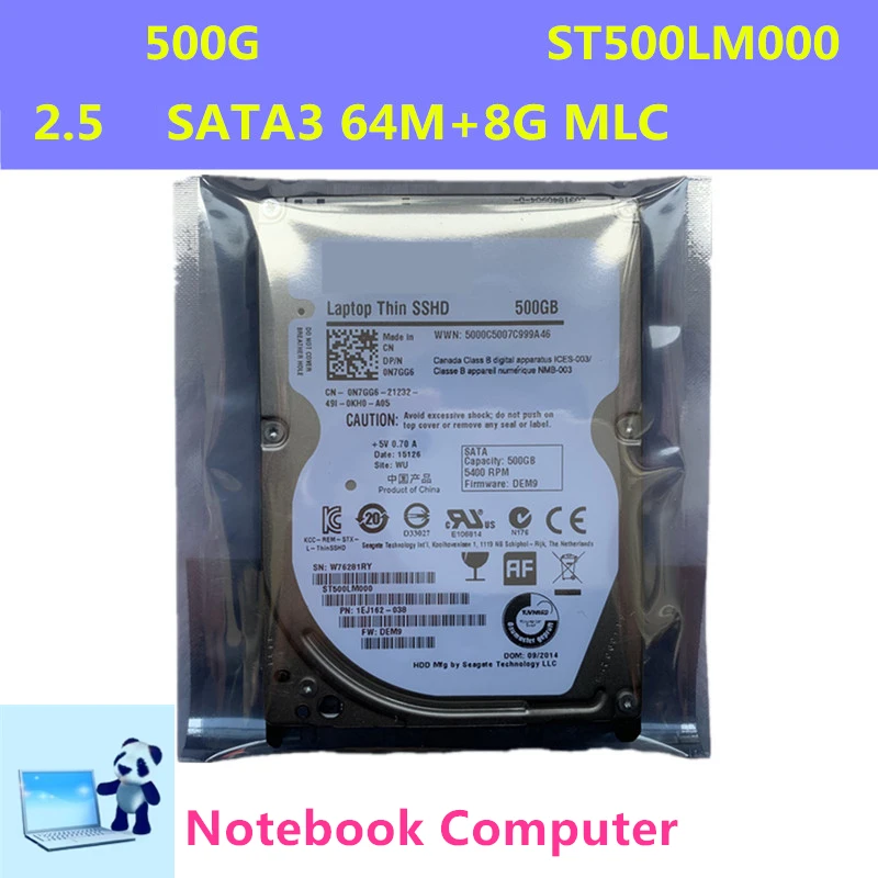

New Original SSHD For Seagate 500GB 2.5" SATA 6 Gb/s 64MB+8G 5400RPM For Internal SSHD For Notebook SSHD For ST500LM000