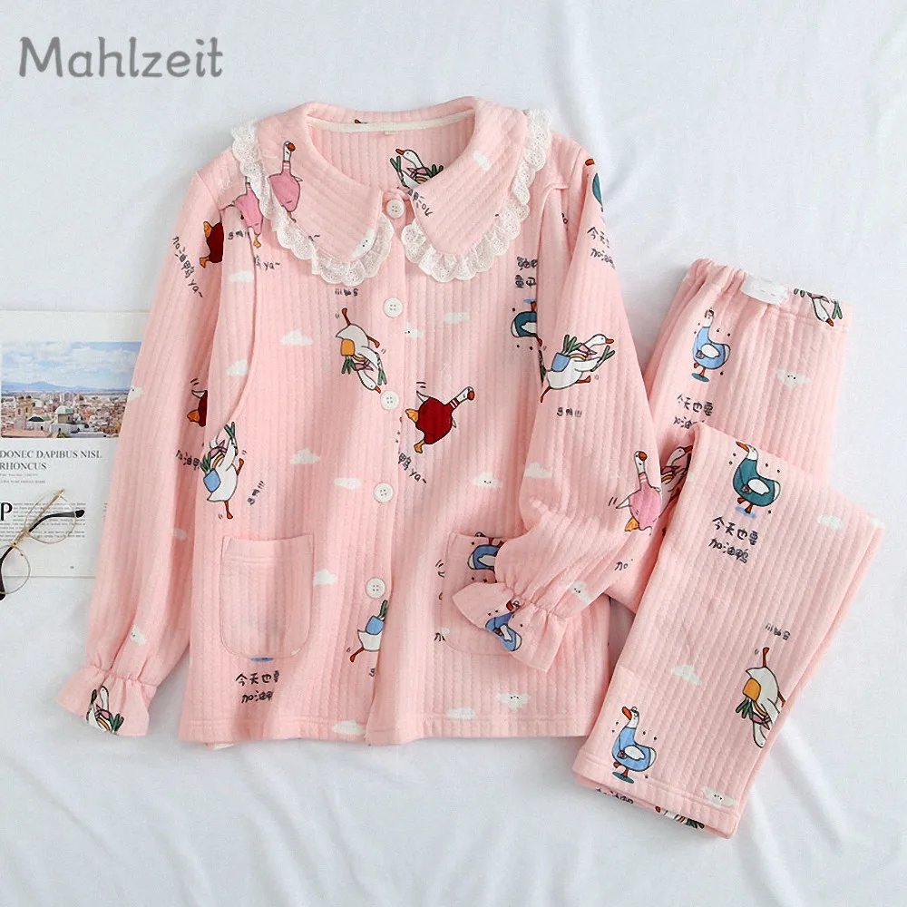 Зимняя Теплая Одежда для беременных кормящих женщин толстая Пижама пижамы из