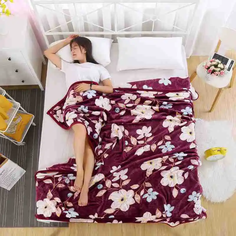 

Soft Warm Coral Fleece Blanket Winter Sheet Bedspread Sofa Plaid Throw 350Gsm 4 Size Mechanical Wash Flannel Blankets