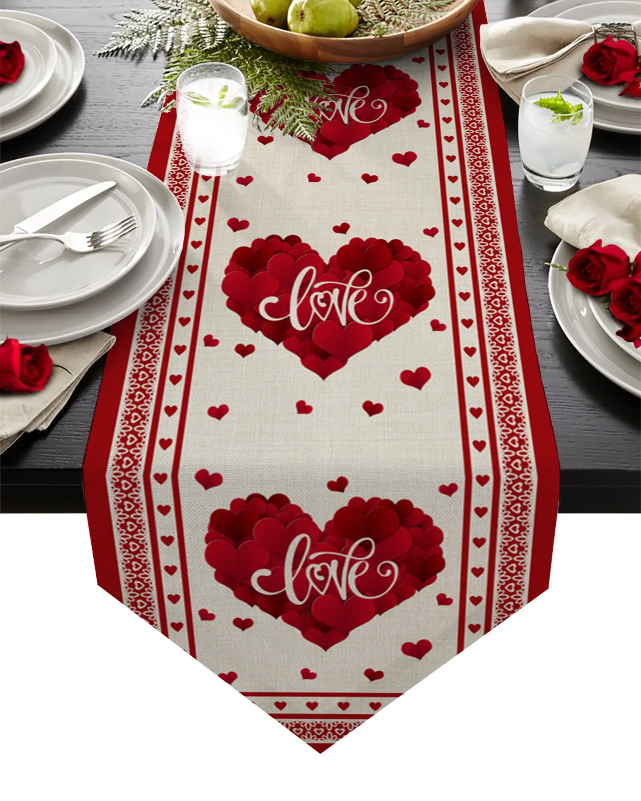 

Valentine'S Day Love Table Runners Decoration For Home Event Party Supplies Tablecloth Kitchen Accessories Table Mat