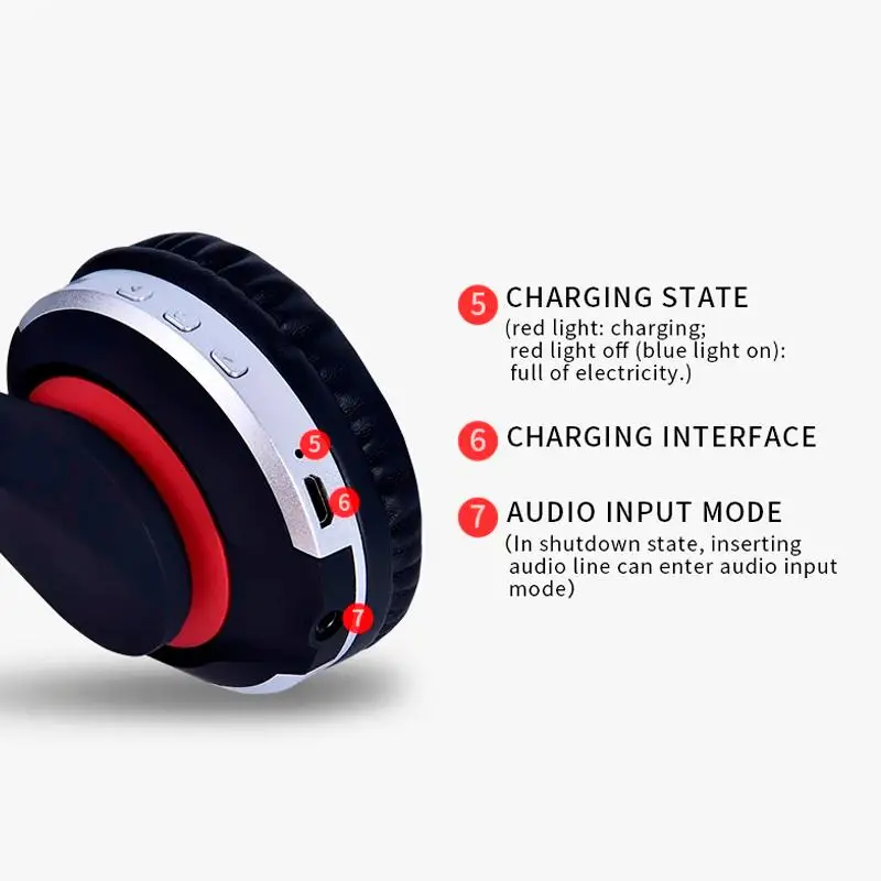 Беспроводные наушники MH7 с Bluetooth 5,0, беспроводные наушники с громкой связью, наушники для игр, складные наушники с поддержкой карт TF, FM, смартфон