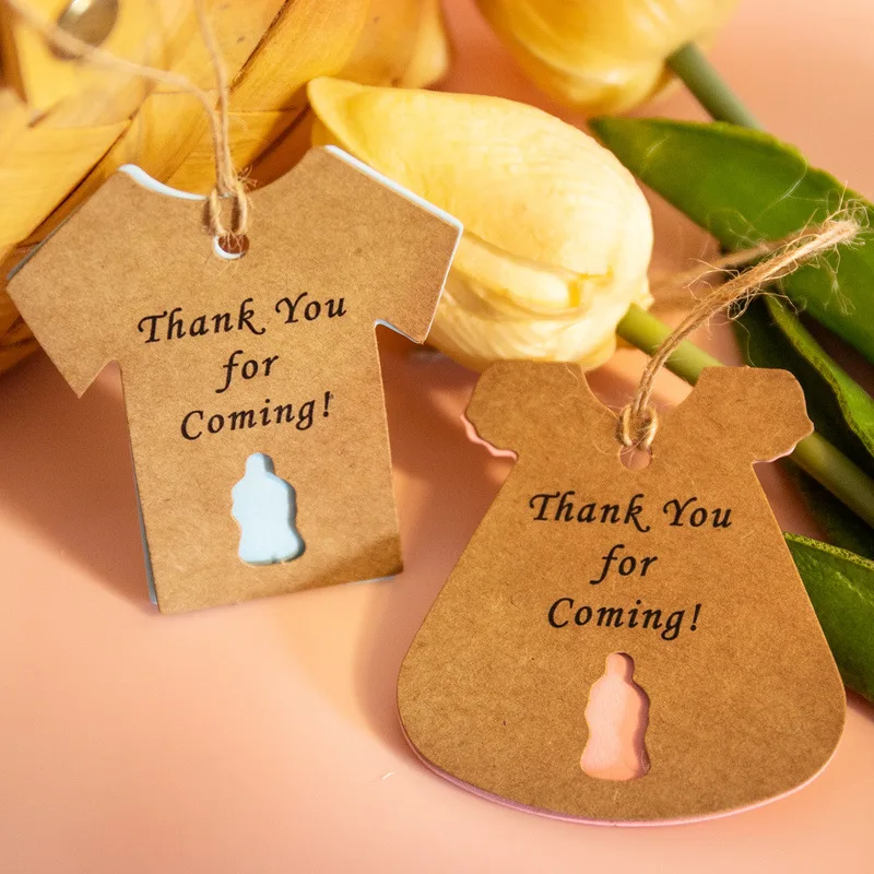 

50 Sets DIY Skirt T-shirt Kraft Paper Tag Baby Shower Decoration Thank You for Coming Gift Bag Decor Patry Favors
