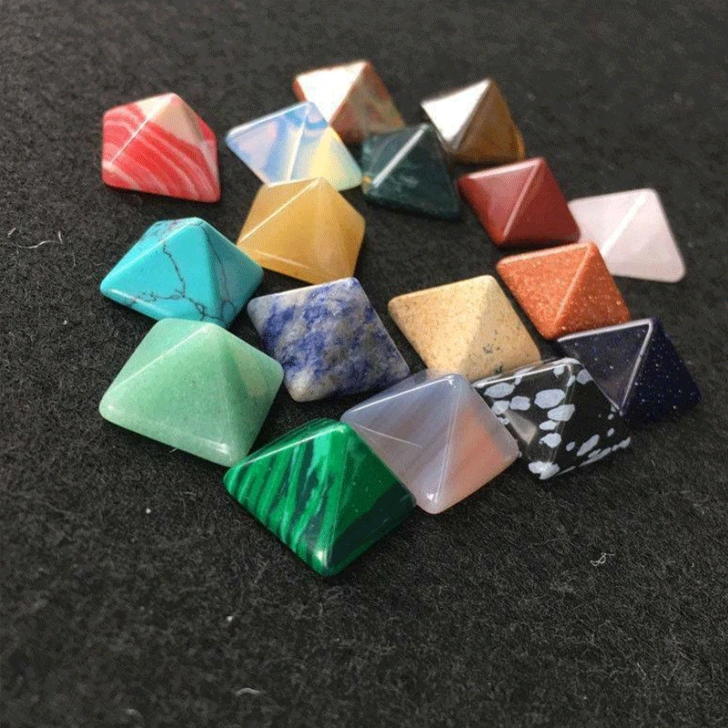 Натуральный кристалл ювелирные изделия красочный камень в виде пирамиды чакры 10