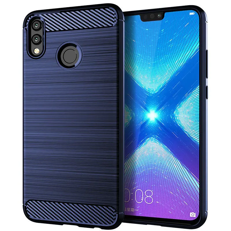 Чехол-кобура из 4 вида цветов углеродного волокна для Huawei Honor 8X мягкий силиконовый