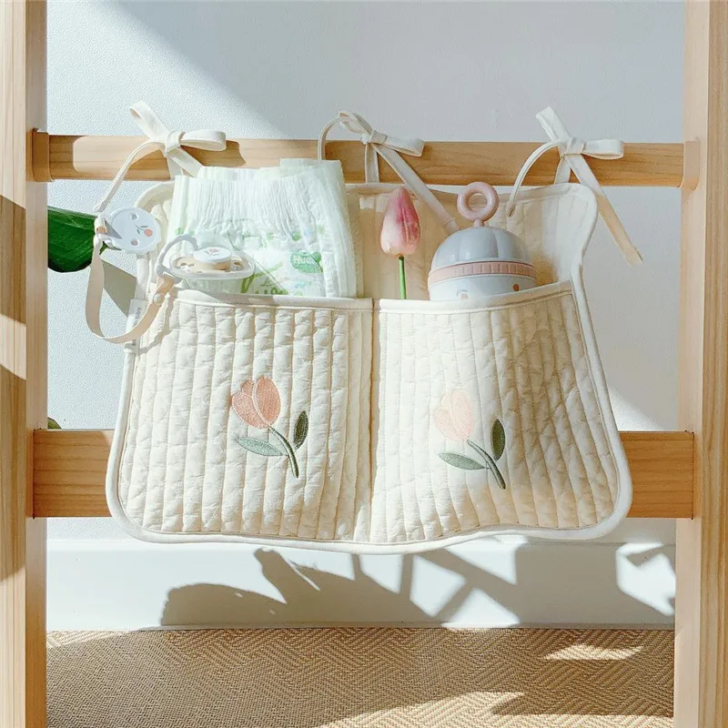 

Baby Diaper Bag Crib Organizer Stroller Storage Bags for Newbron Cotton Bed Storage Hanging Diaper Caddy Bags Infant Bedding Set