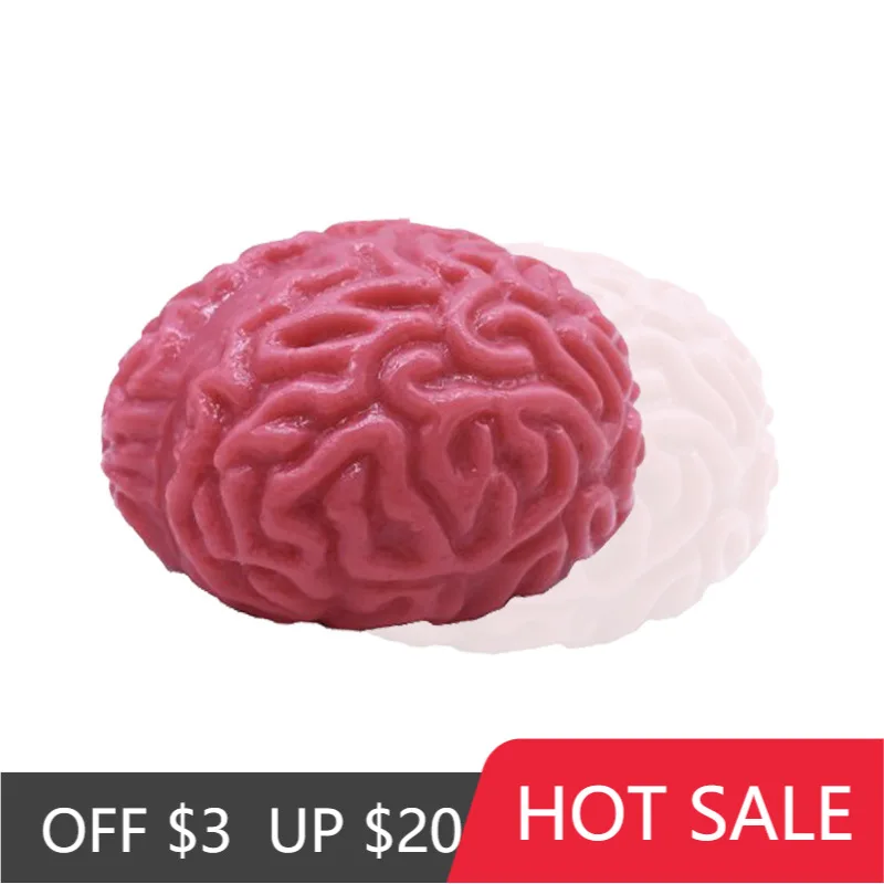 

ODILO 1PCS Soft Rubber Simulation Brain Halloween Decompression Ball Funny Creative Whole Person Spoof Decompression Ball Toy