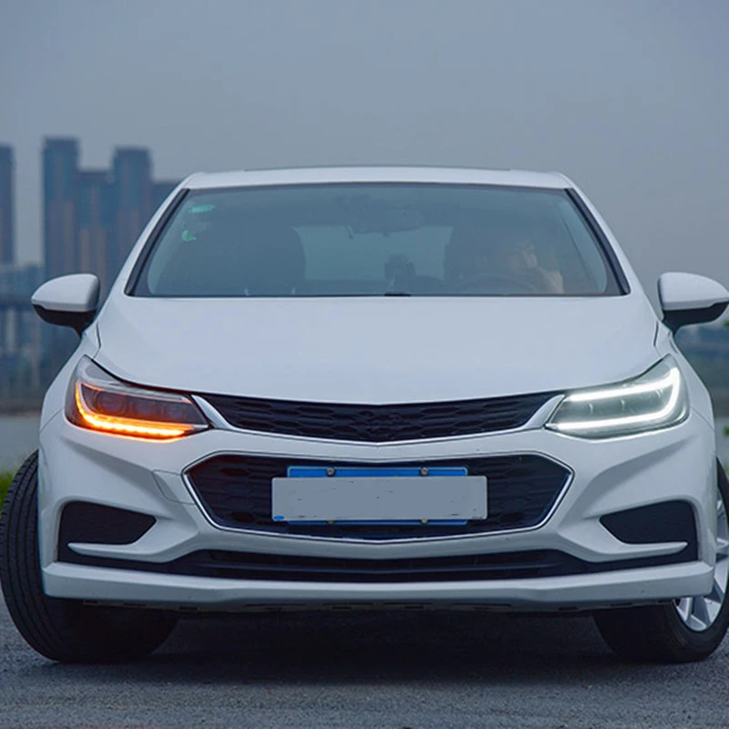 

LED Angel Eyes Head Lamp For Chevrolet Cruze LED Headlights 2017 2018 Front Light with Yellow Turn Signal And Bi-xenon Projector