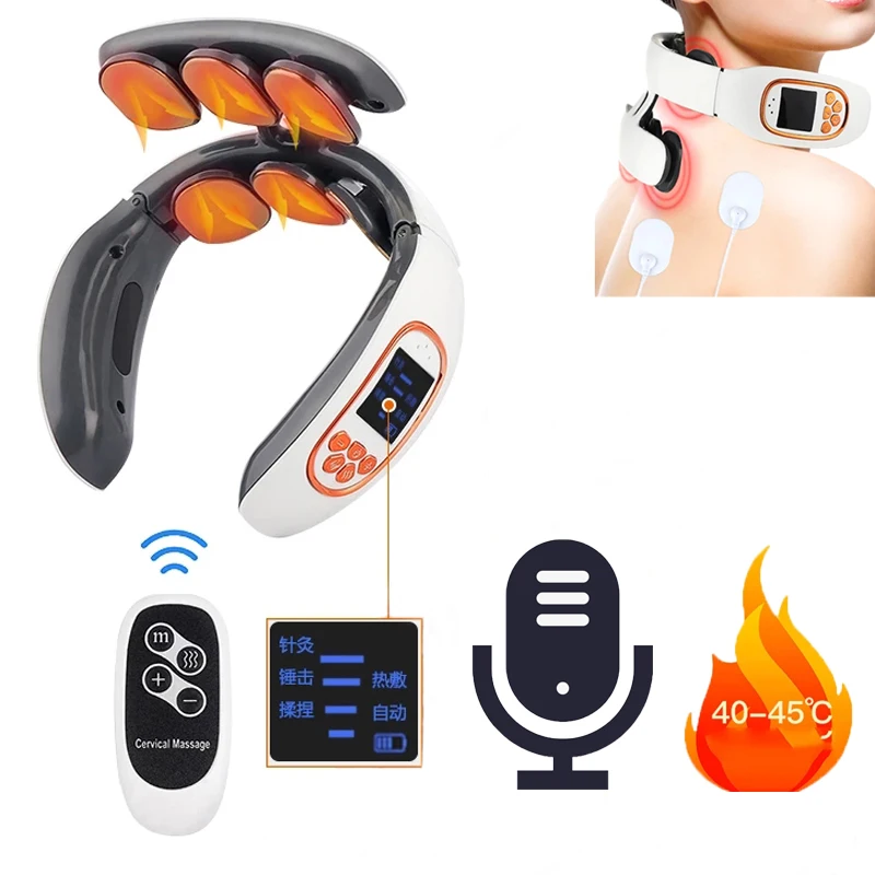 

6 Heads Electric Neck and Back Pulse Massager Hot Compress Cervical Vertebra Massage Neck Pain Relief Kneading Vibration Massage