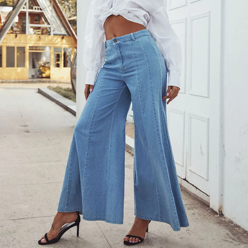 JYSS модные синие расклешенные джинсы для женщин и девочек праздничная уличная