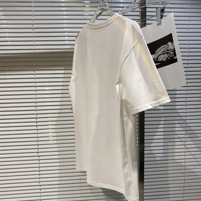 

2021 Summer New Graceful 3D Mesh Rhinestone Flower Women Top Round Neck Short Sleeve Ladies T-shirt Fashion Simple Pullover Tee