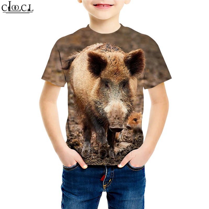 Футболка с изображением диких свиных животных футболки объемным принтом кабана
